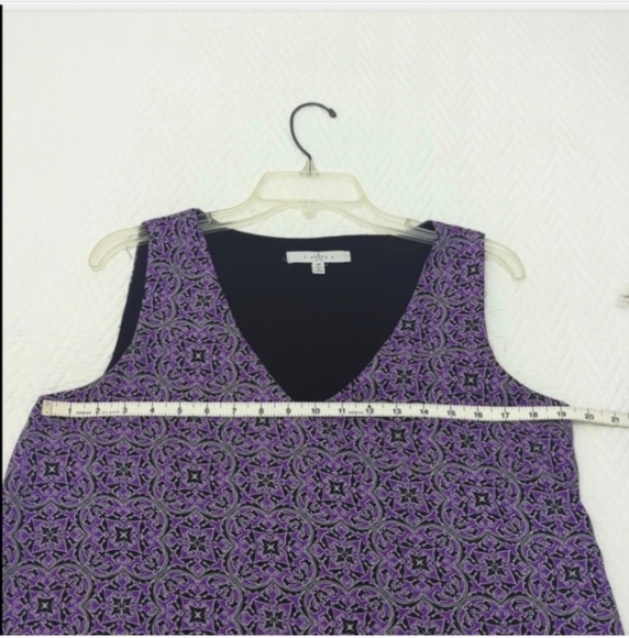 Summer Top purple black print sleeveless Casual to dressy Lightweight top - Picture 9 of 11